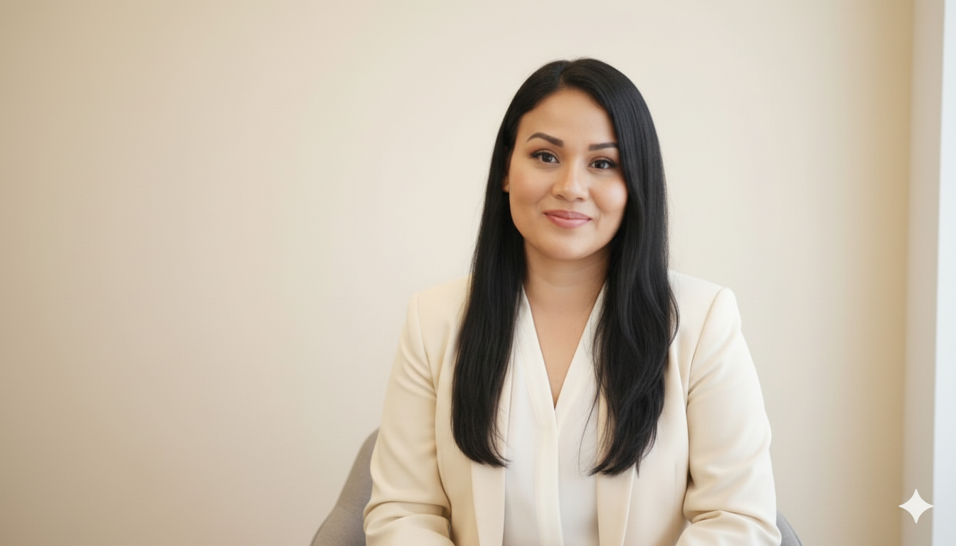 Damaris Vieira durante atendimento, ambiente acolhedor